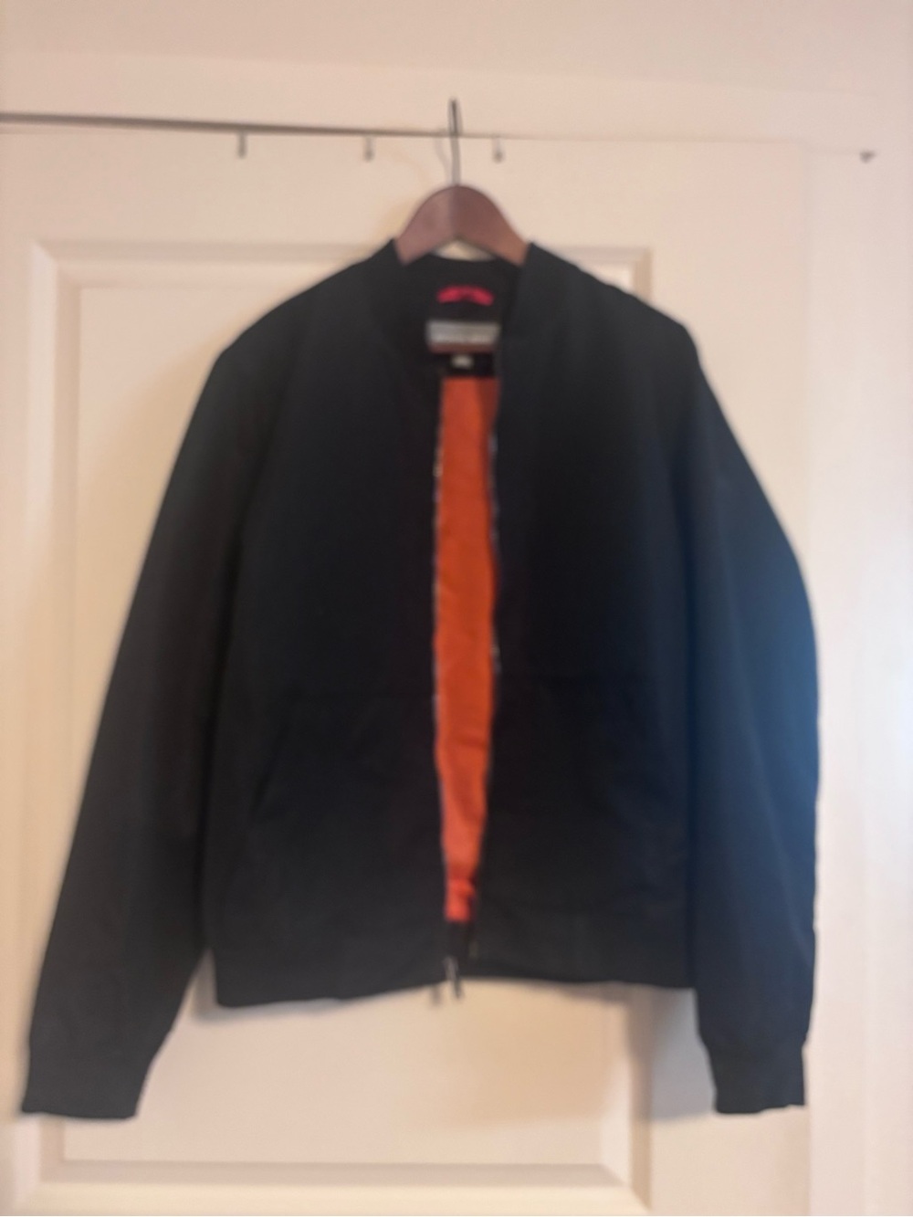 Michael Kors Black Bomber Jacket with Orange Lining